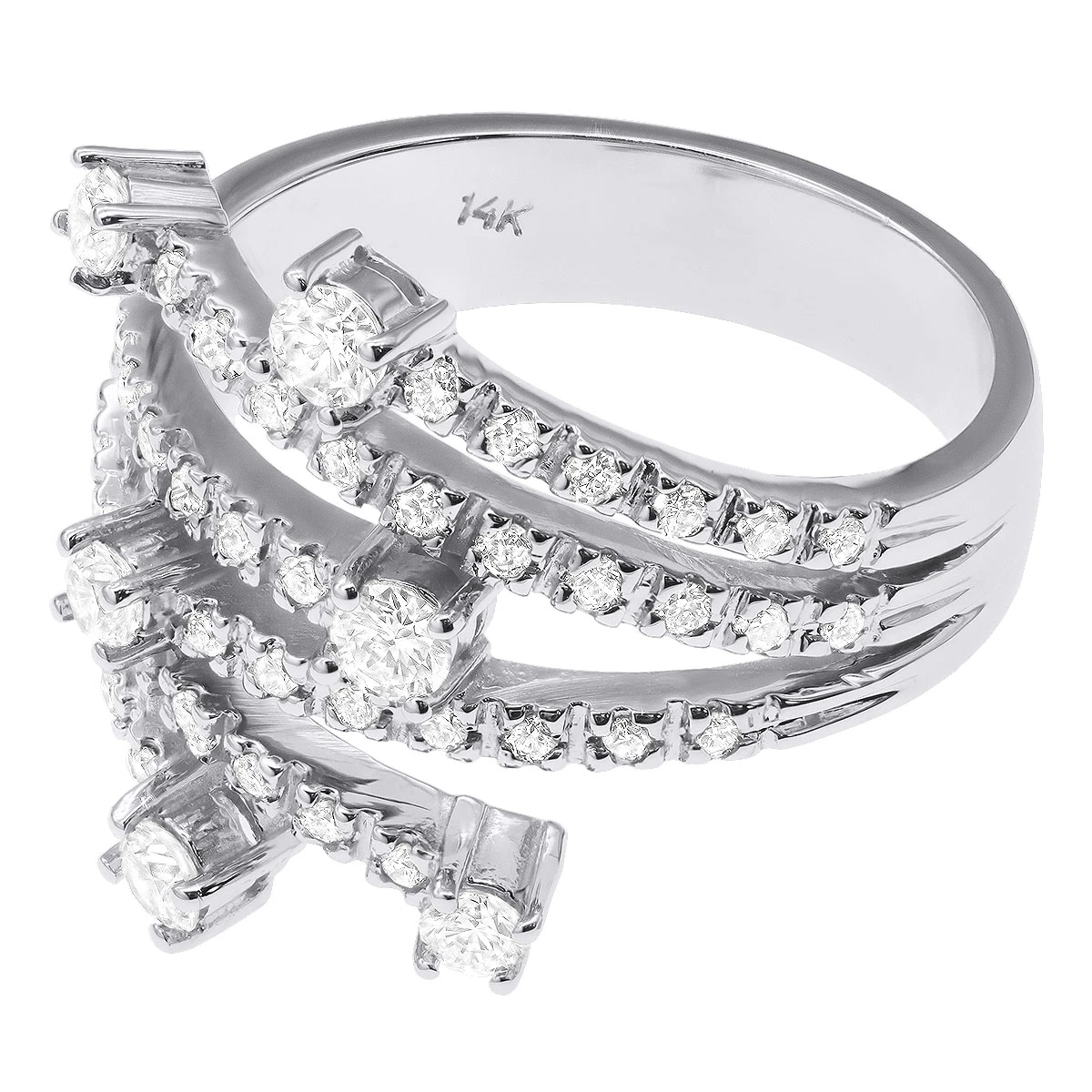 14K White Gold Right Hand Diamond Ring 0.94ct 4 14K White Gold Right Hand Diamond Ring 0.94ct - Image 4