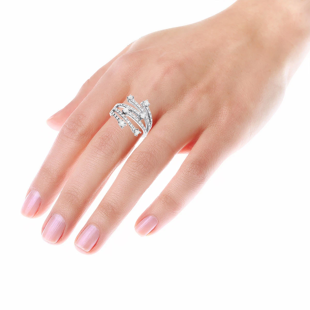 14K White Gold Right Hand Diamond Ring 0.94ct 7 14K White Gold Right Hand Diamond Ring 0.94ct - Image 7