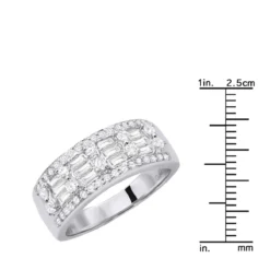 14K White Gold Round & Baguette Diamond Bands Item 1.10ct -The King Of Accessories 14k gold round baguette diamond bands item 110ct p 6097 ruler white