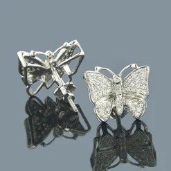 14K White Gold Round Diamond Butterfly Earrings For Women 0.50ct
