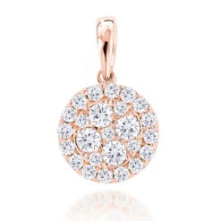 14K Yellow Gold Round Diamond Cluster Pendant For Women 0.88ct -The King Of Accessories 14k gold round diamond cluster pendant for women 088ct ro