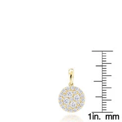 14K Yellow Gold Round Diamond Cluster Pendant For Women 0.88ct -The King Of Accessories 14k gold round diamond cluster pendant for women 088ct rulerye