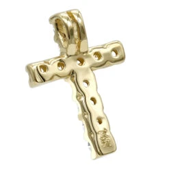 14K Yellow Gold Round Diamond Cross Necklace 0.33ct -The King Of Accessories 14k gold round diamond cross necklace 033ct p 26523 backye