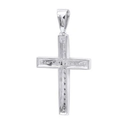 14K White Gold Round Diamond Cross Necklace 1.36ct -The King Of Accessories 14k gold round diamond cross necklace 136ct p 26526 backwh