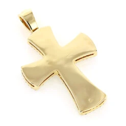 14K Yellow Gold Round Diamond Cross Pendant 1.2ct -The King Of Accessories 14k gold round diamond cross necklace 141ct p 26530 backye