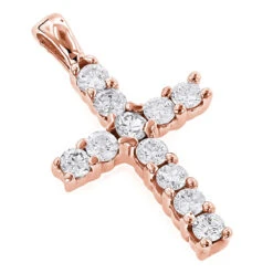 14K White Gold Round Diamond Cross Pendant 0.33ct 10mm -The King Of Accessories 14k gold round diamond cross pendant 033ct p 26500 ro