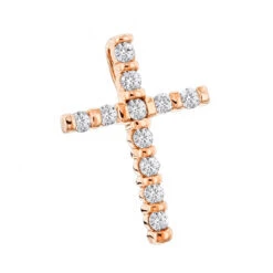 14K Yellow Gold Round Diamond Cross Pendant 0.33ct 14mm -The King Of Accessories 14k gold round diamond cross pendant 033ct p 26547 ro