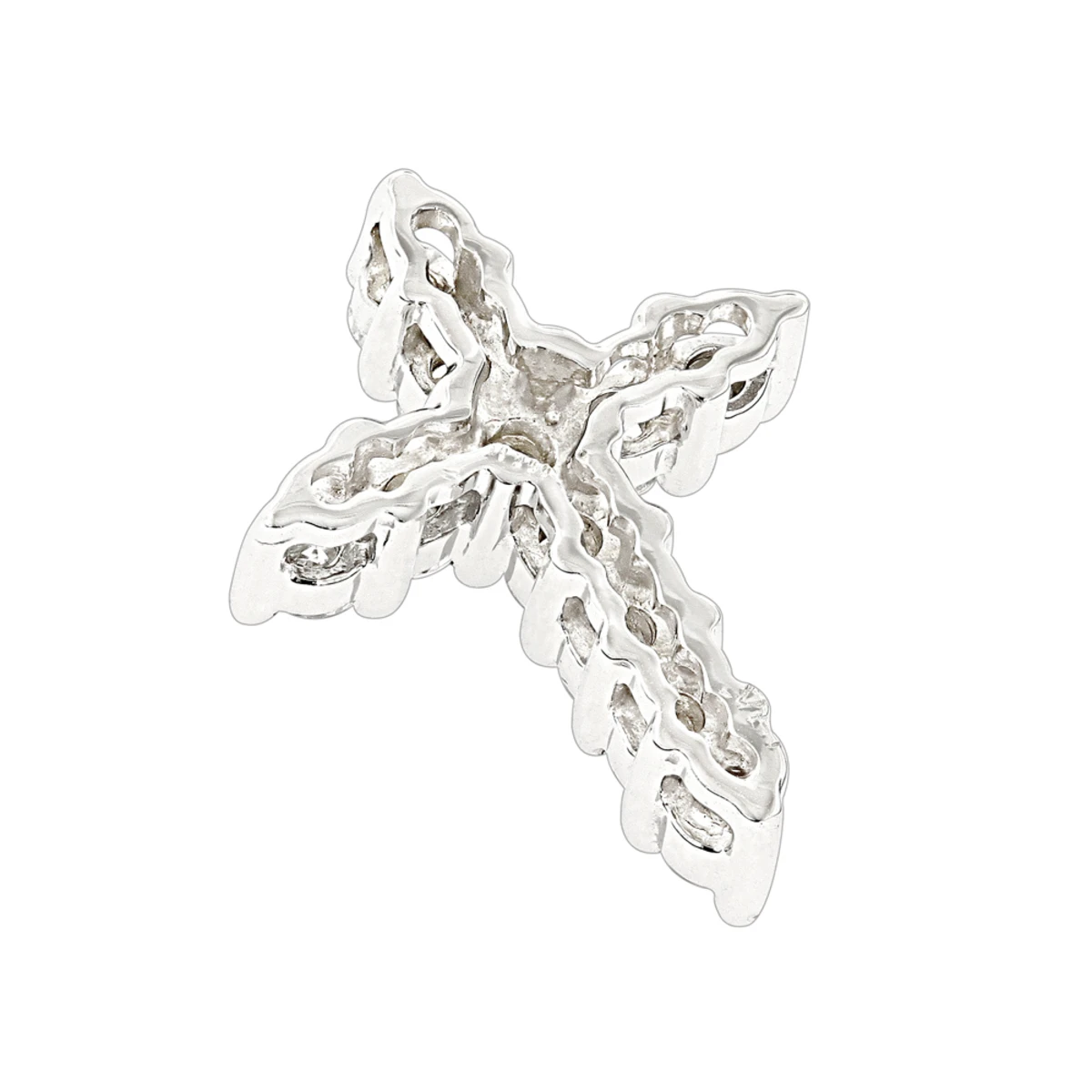 14K White Gold Round Diamond Cross Pendant For Men And Women 0.55ct 4 14K White Gold Round Diamond Cross Pendant For Men And Women 0.55ct - Image 4