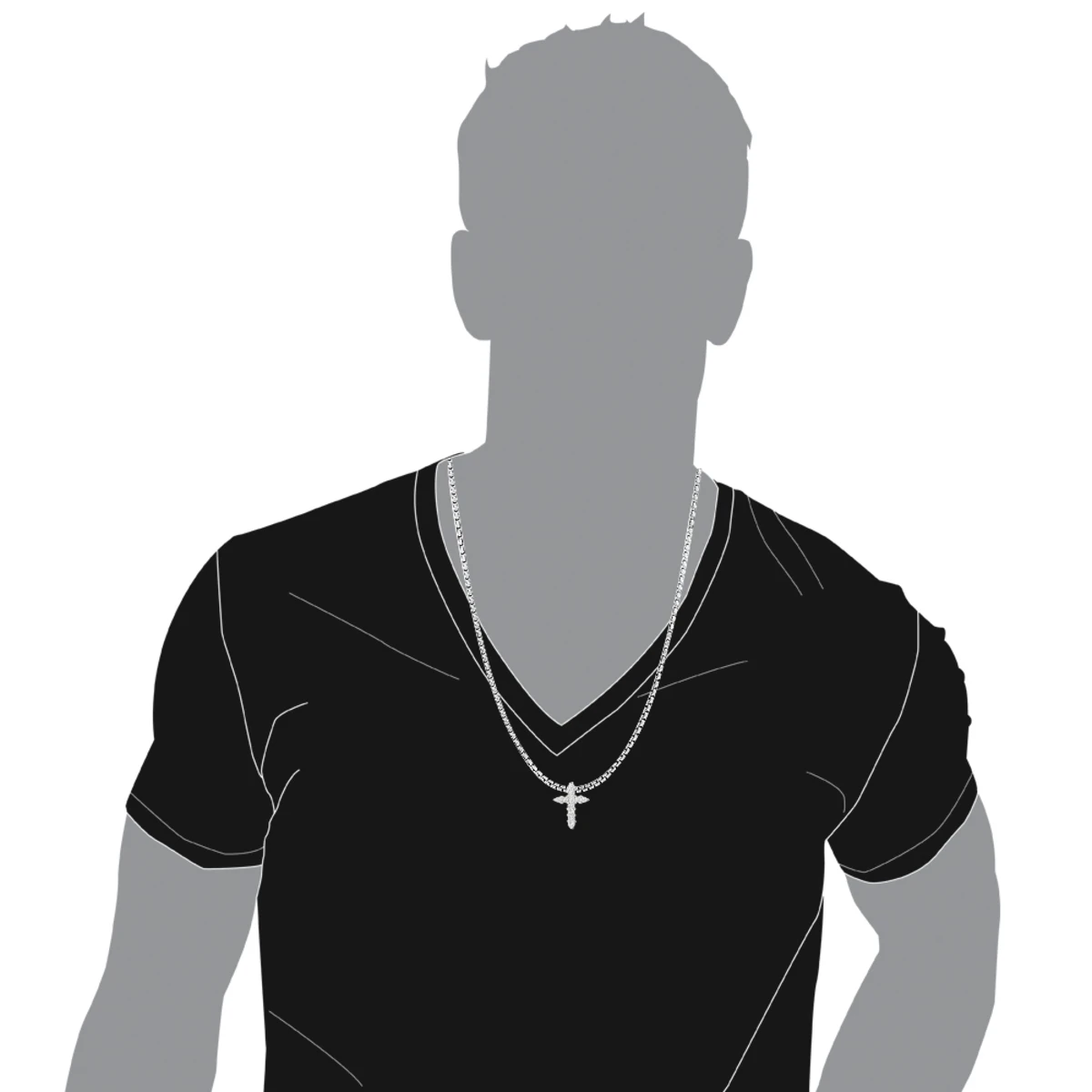 14K White Gold Round Diamond Cross Pendant For Men And Women 0.55ct 5 14K White Gold Round Diamond Cross Pendant For Men And Women 0.55ct - Image 5