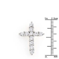 14K White Gold Round Diamond Cross Pendant 1.32ct 17.5mm -The King Of Accessories 14k gold round diamond cross pendant 132ct p 26508 rulerwh