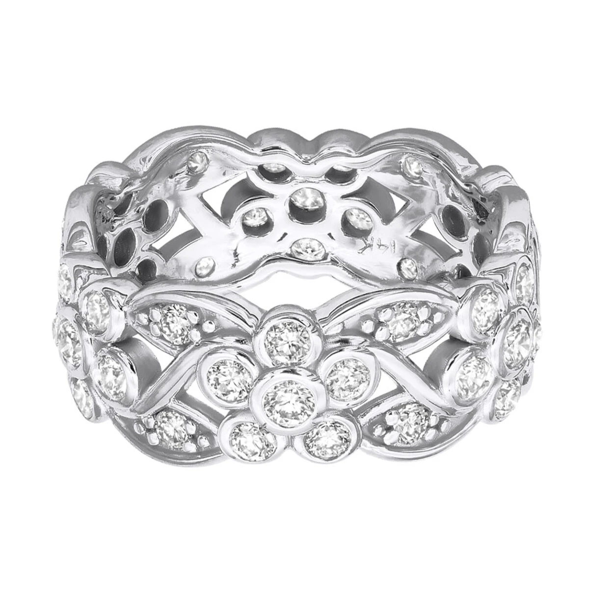 14K White Gold Round Diamond Eternity Ring 1.23ct 4 14K White Gold Round Diamond Eternity Ring 1.23ct - Image 4