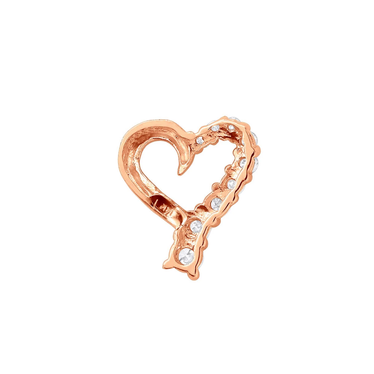 14K Yellow Gold Round Diamond Floating Heart Pendant 0.25ct 6 14K Yellow Gold Round Diamond Floating Heart Pendant 0.25ct - Image 6
