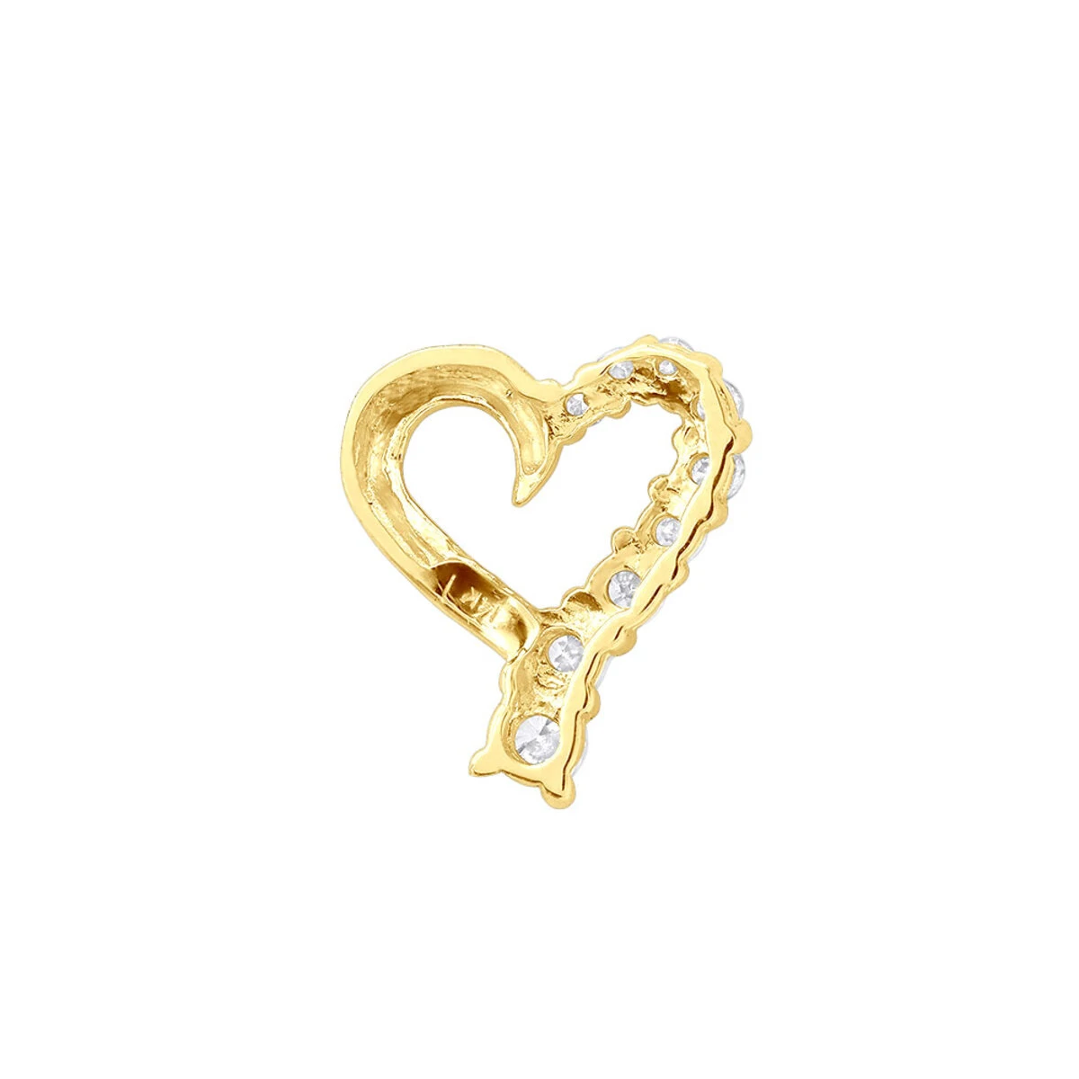 14K Yellow Gold Round Diamond Floating Heart Pendant 0.25ct 5 14K Yellow Gold Round Diamond Floating Heart Pendant 0.25ct - Image 5