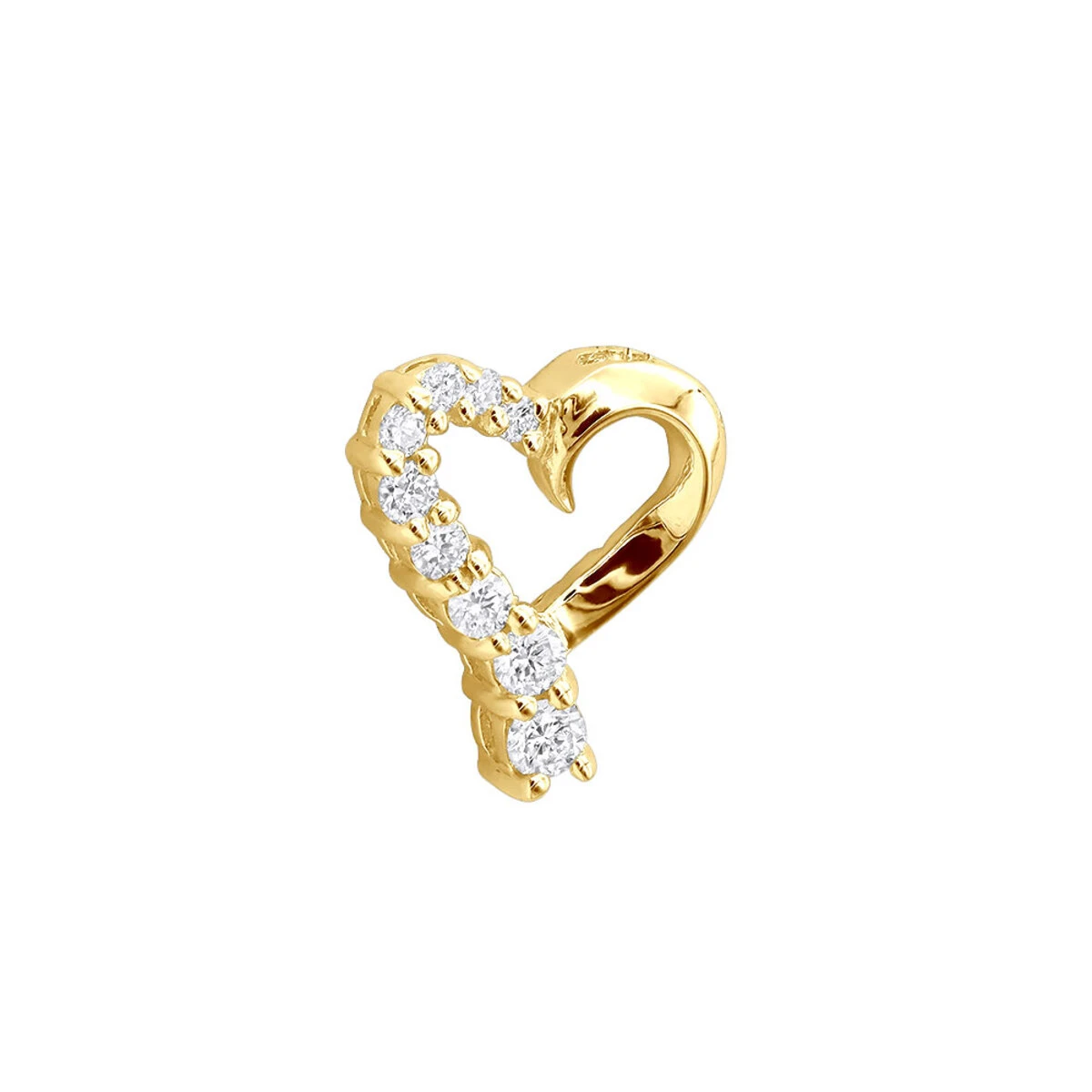 14K Yellow Gold Round Diamond Floating Heart Pendant 0.25ct 1 14K Yellow Gold Round Diamond Floating Heart Pendant 0.25ct