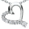 14K White Gold Round Diamond Floating Heart Pendant 0.75ct