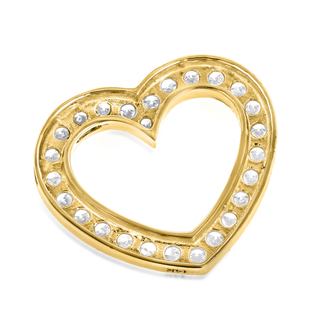 14K Yellow Gold Round Diamond Floating Heart Pendant 1.25ct 5 14K Yellow Gold Round Diamond Floating Heart Pendant 1.25ct - Image 5