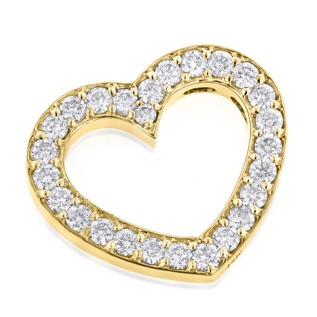 14K Yellow Gold Round Diamond Floating Heart Pendant 1.25ct 1 14K Yellow Gold Round Diamond Floating Heart Pendant 1.25ct