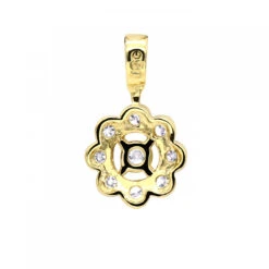14K Yellow Gold Round Diamond Flower Pendant For Women 9 Stones 0.34ct -The King Of Accessories 14k gold round diamond flower pendant 034ct p 27284 backye