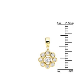 14K Yellow Gold Round Diamond Flower Pendant For Women 9 Stones 0.34ct -The King Of Accessories 14k gold round diamond flower pendant 034ct p 27284 rulerye