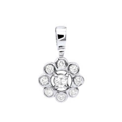 14K Yellow Gold Round Diamond Flower Pendant For Women 9 Stones 0.34ct -The King Of Accessories 14k gold round diamond flower pendant 034ct p 27284 wh