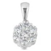 14K White Gold Round Diamond Flower Pendant 0.70ct 8mm