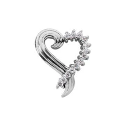 14K White Gold Unique Round Diamonds Heart Pendant 0.39ct