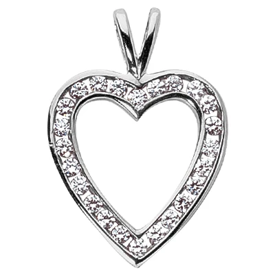 14K White Gold Round Diamond Heart Necklace 0.72ct 1 14K White Gold Round Diamond Heart Necklace 0.72ct