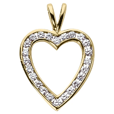 14K White Gold Round Diamond Heart Necklace 0.72ct 2 14K White Gold Round Diamond Heart Necklace 0.72ct - Image 2