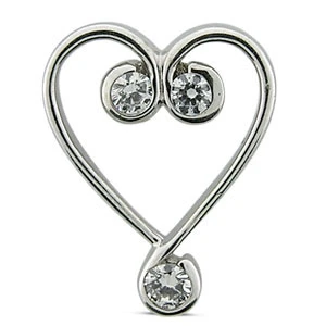 14K White Gold Round Diamond Heart Pendant 0.06ct 1 14K White Gold Round Diamond Heart Pendant 0.06ct