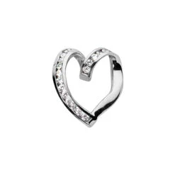 14K White Gold Round Diamond Heart Pendant 0.27ct