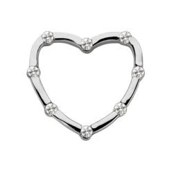 14K White Gold Round Diamond Heart Pendant 0.40ct Hidden Bale