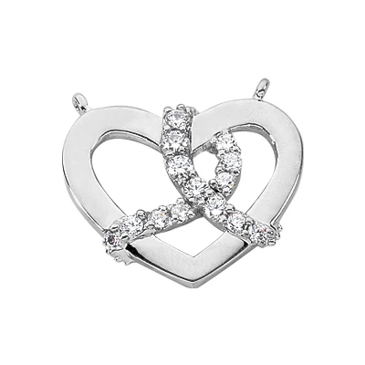 14K White Gold Round Diamonds Designer Heart Shape Pendant 0.42ct 1 14K White Gold Round Diamonds Designer Heart Shape Pendant 0.42ct