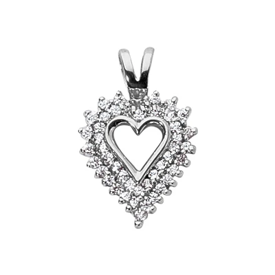 14K White Gold Round Diamond Heart Pendant 0.45ct 25.75mm 1 14K White Gold Round Diamond Heart Pendant 0.45ct 25.75mm
