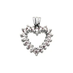 14K White Gold Round Diamond Heart Pendant 0.63ct