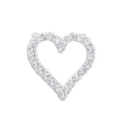 14K White Gold Round Diamond Heart Pendant 3.60ct 29mm