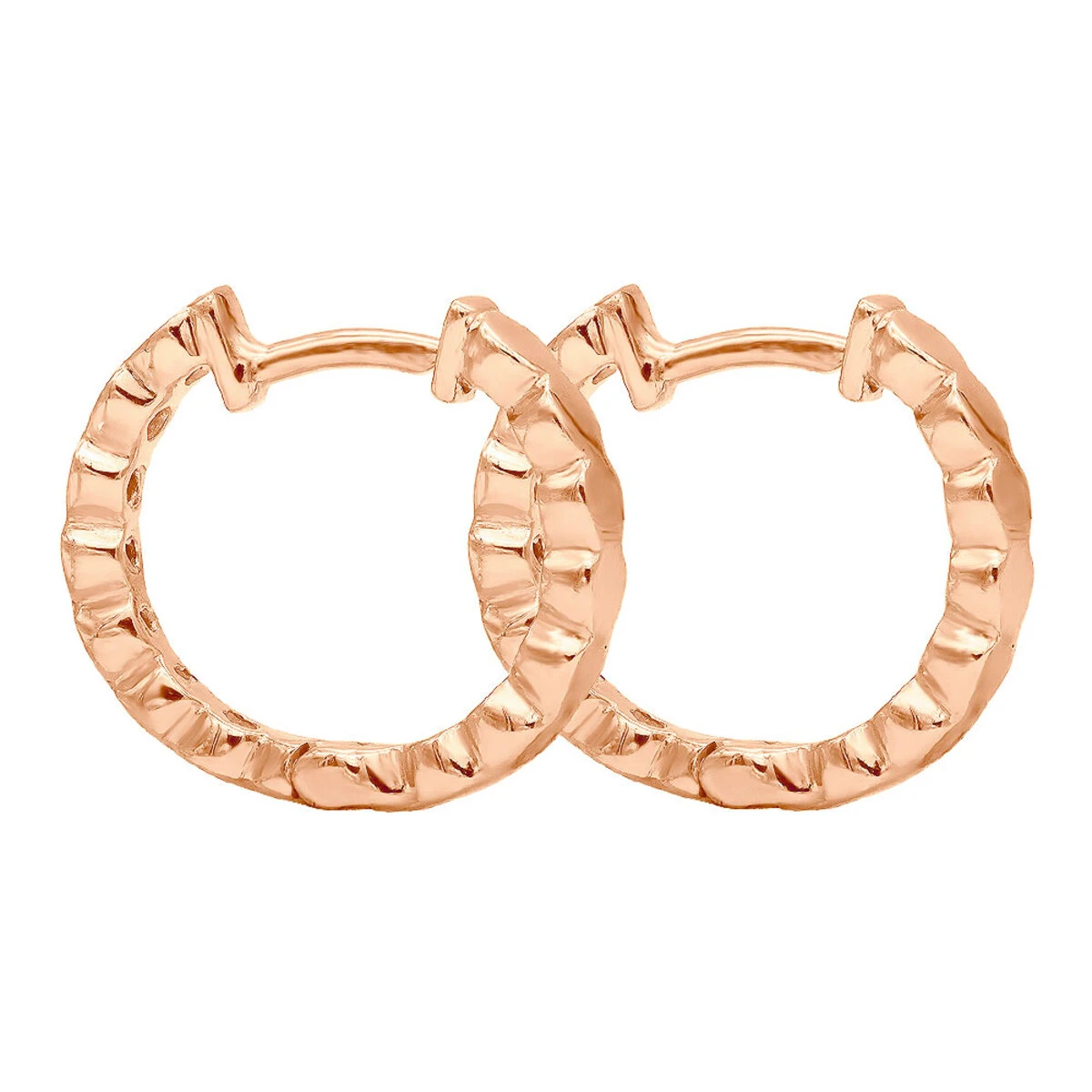 14K Yellow Gold Round Diamond Hoop Huggie Earrings 0.16ct 6 14K Yellow Gold Round Diamond Hoop Huggie Earrings 0.16ct - Image 6