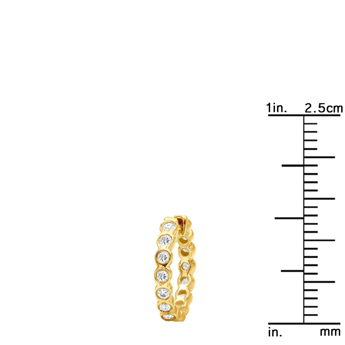 14K Yellow Gold Round Diamond Hoop Huggie Earrings 0.16ct 8 14K Yellow Gold Round Diamond Hoop Huggie Earrings 0.16ct - Image 8