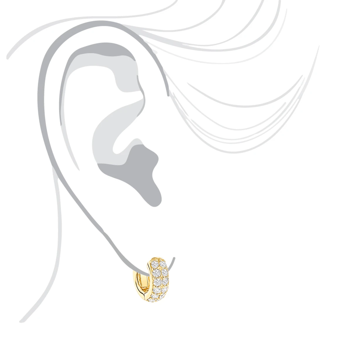 14K Yellow Gold Round Diamond Huggie Earrings Hoops 0.62ct 7 14K Yellow Gold Round Diamond Huggie Earrings Hoops 0.62ct - Image 7