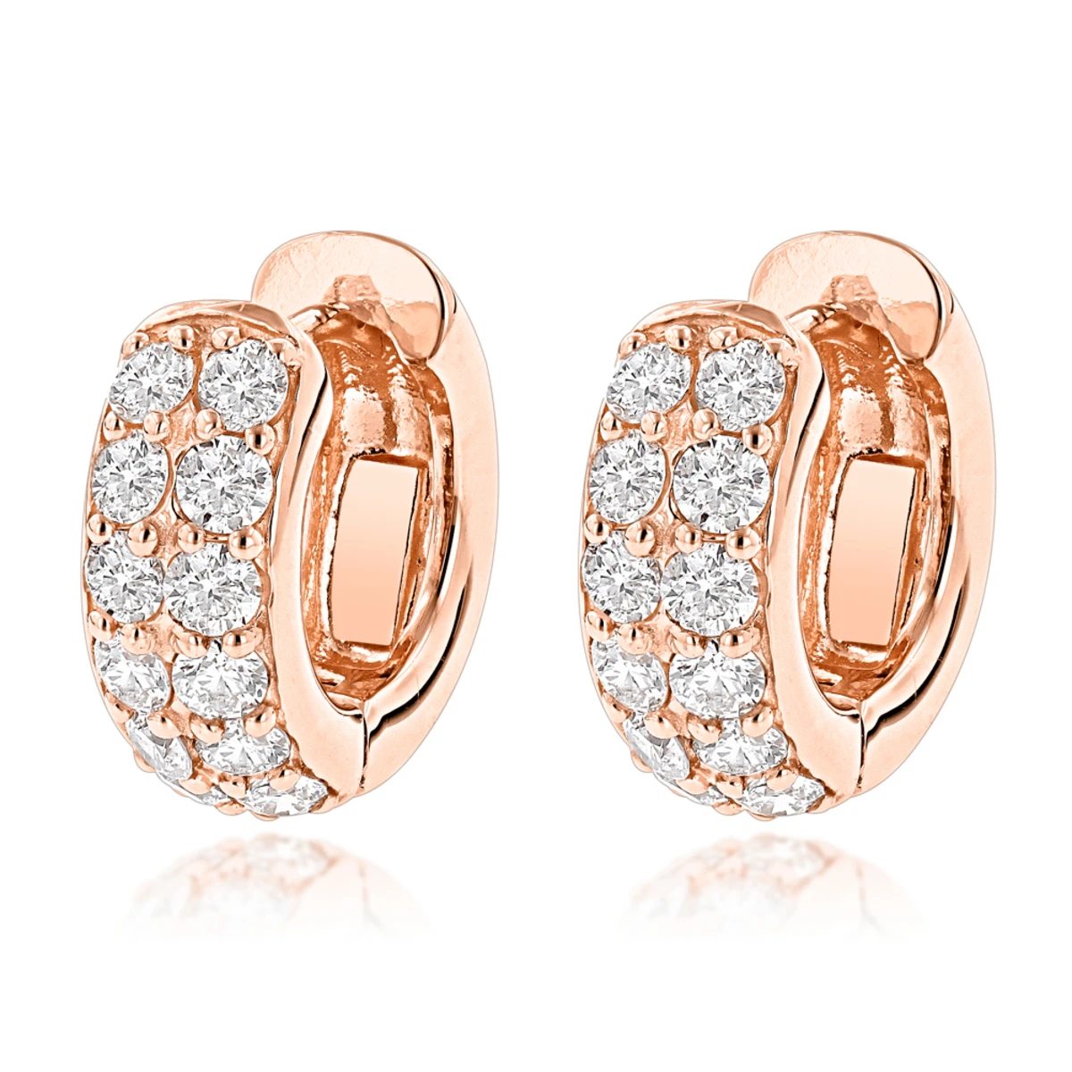 14K Yellow Gold Round Diamond Huggie Earrings Hoops 0.62ct 3 14K Yellow Gold Round Diamond Huggie Earrings Hoops 0.62ct - Image 3