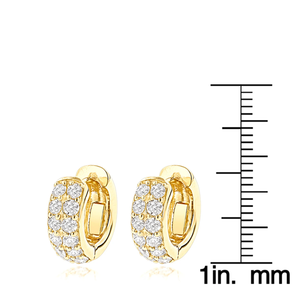 14K Yellow Gold Round Diamond Huggie Earrings Hoops 0.62ct 8 14K Yellow Gold Round Diamond Huggie Earrings Hoops 0.62ct - Image 8