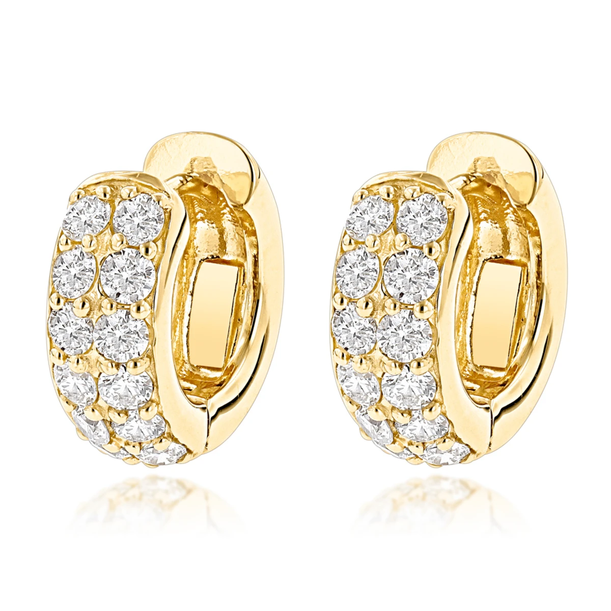 14K Yellow Gold Round Diamond Huggie Earrings Hoops 0.62ct 1 14K Yellow Gold Round Diamond Huggie Earrings Hoops 0.62ct
