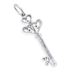 14K White Gold Round Diamond Key Pendant 0.18ct 9 14K White Gold Round Diamond Key Pendant 0.18ct -The King Of Accessories 14k gold round diamond key pendant 018ct p 30608 backwh