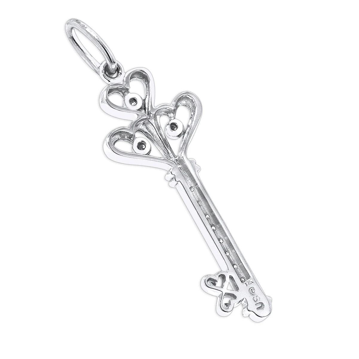 14K White Gold Round Diamond Key Pendant 0.18ct 4 14K White Gold Round Diamond Key Pendant 0.18ct - Image 4