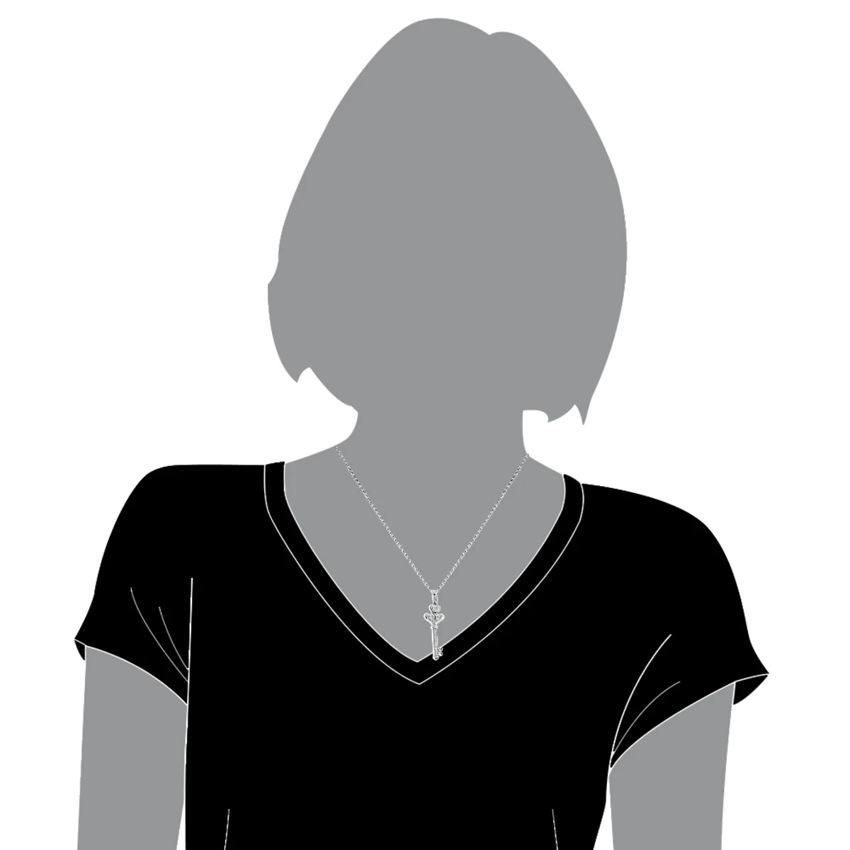 14K White Gold Round Diamond Key Pendant 0.18ct 5 14K White Gold Round Diamond Key Pendant 0.18ct - Image 5