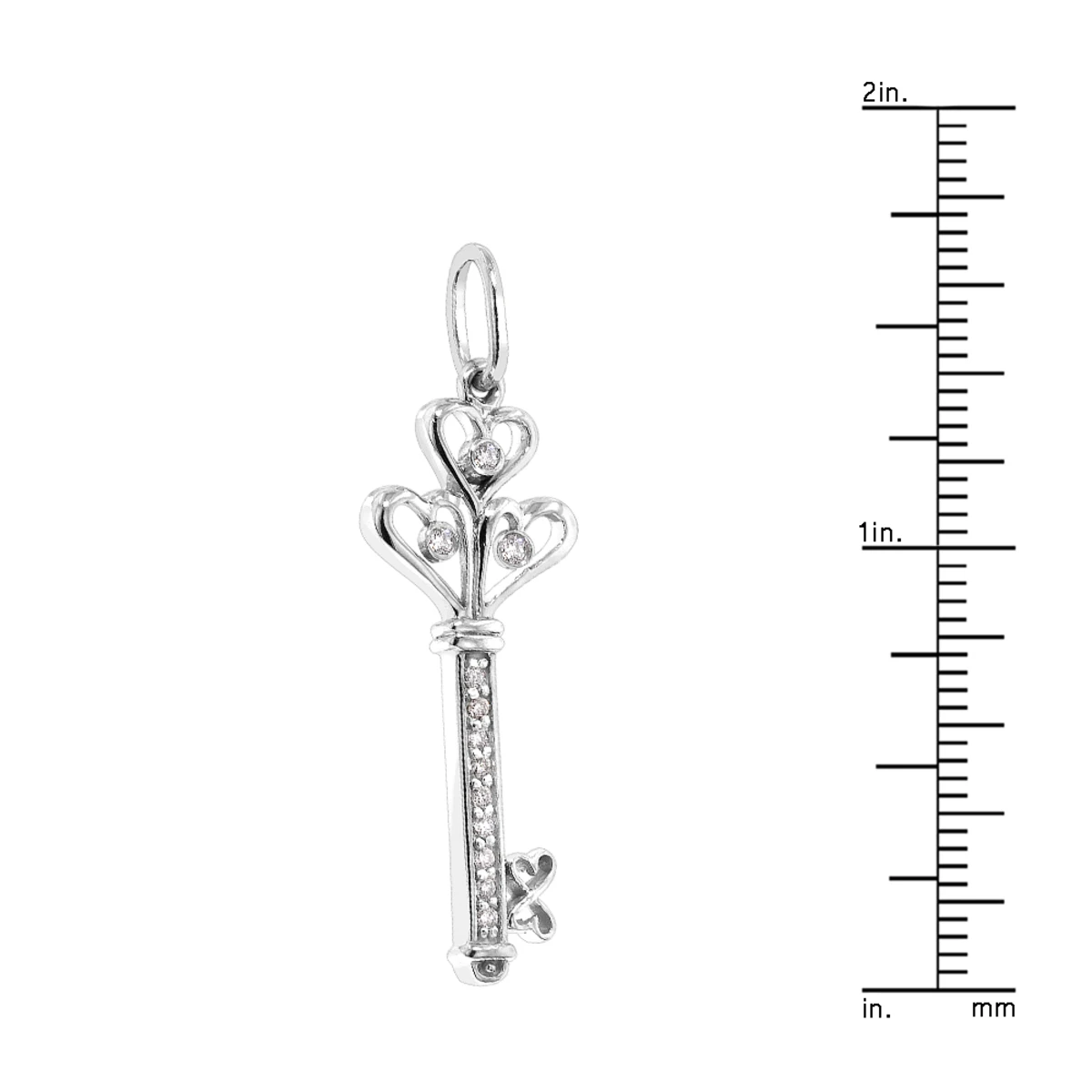 14K White Gold Round Diamond Key Pendant 0.18ct 6 14K White Gold Round Diamond Key Pendant 0.18ct - Image 6