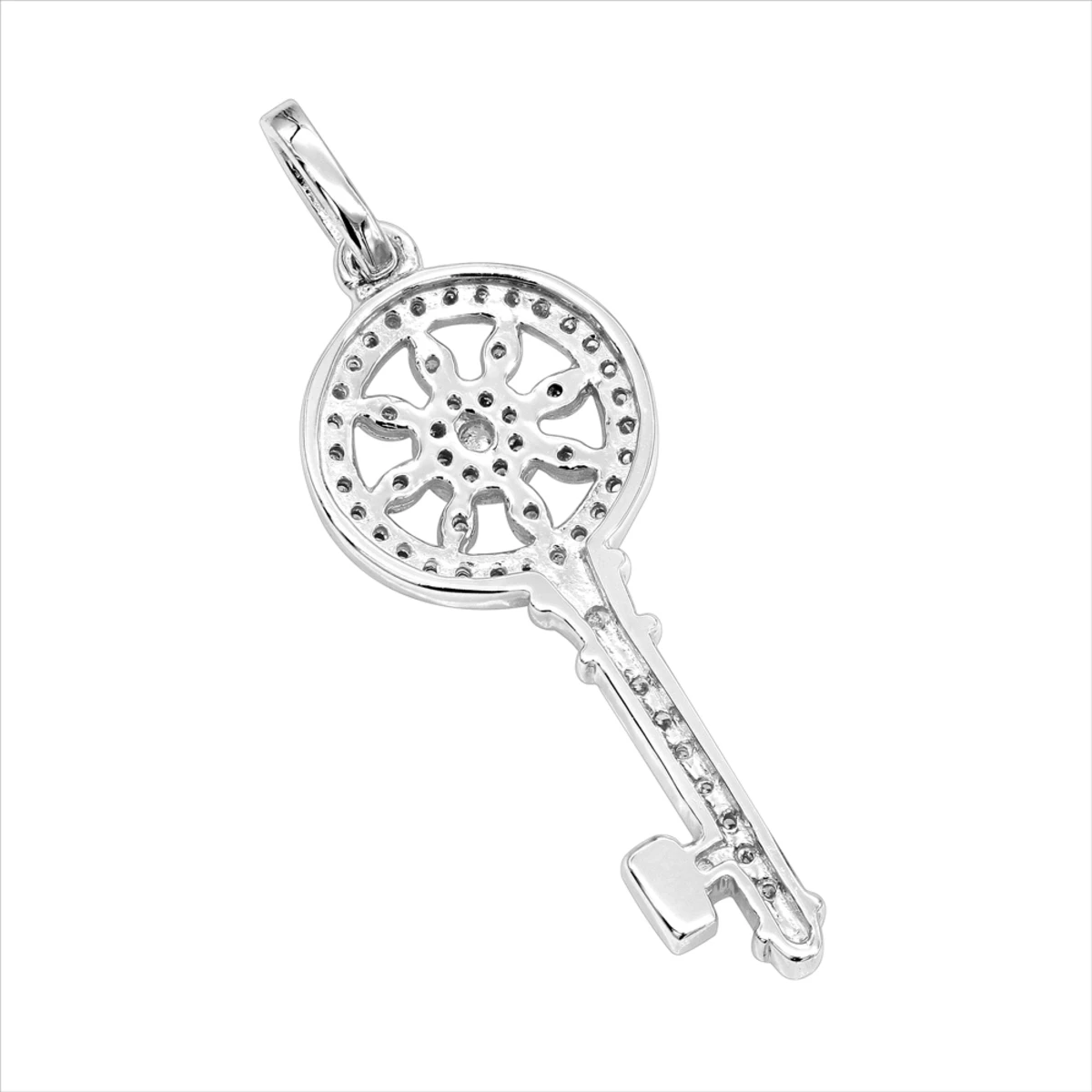 14K White Gold Round Diamond Key Pendant 0.33ct 4 14K White Gold Round Diamond Key Pendant 0.33ct - Image 4