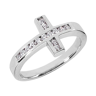 14K White Gold Round Diamond Ladies Ring 0.28ct 14.2mm 1 14K White Gold Round Diamond Ladies Ring 0.28ct 14.2mm