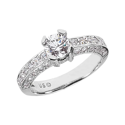 14K White Gold Round Diamond Ladies Ring 1.83ct 4.1mm 1 14K White Gold Round Diamond Ladies Ring 1.83ct 4.1mm