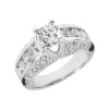 14K White Gold Round Diamond Ladies Ring 2.52ct 8.5mm
