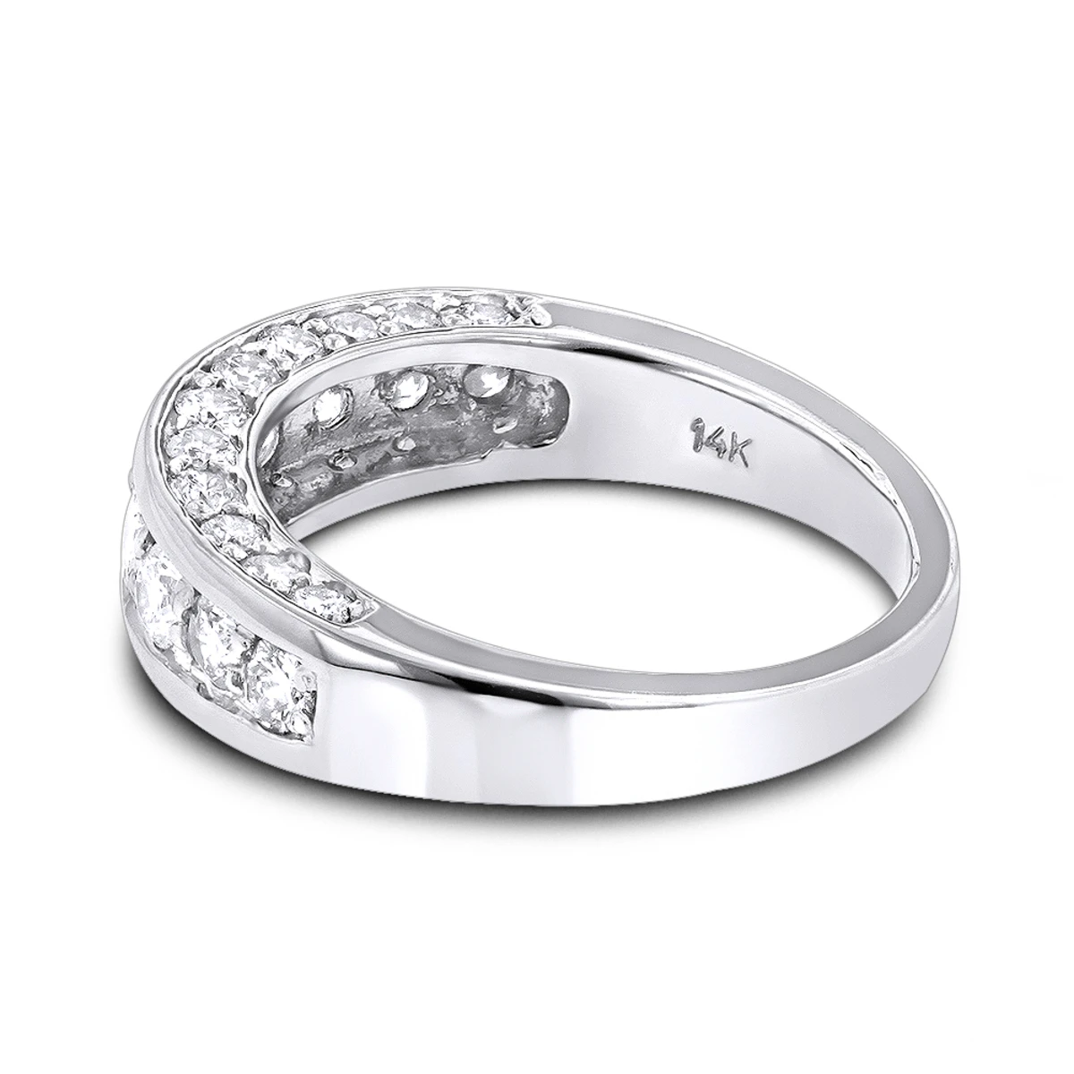 Thin 14K White Gold Round Diamond Ladies Wedding Ring 1.3ct 5 Thin 14K White Gold Round Diamond Ladies Wedding Ring 1.3ct - Image 5
